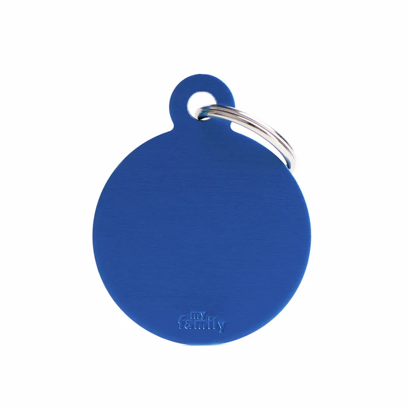 Angebot MY FAMILY Classic Big Round Aluminum Tag blau Hundemarke